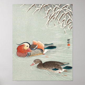 Couple mandarin duck print ポスター