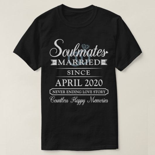 Couple Married Since April 2020, 2nd Wedding Anniv Tシャツ (デザイン正面)