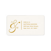 Couple Monogram Ampersad White Address Label ラベル (正面)