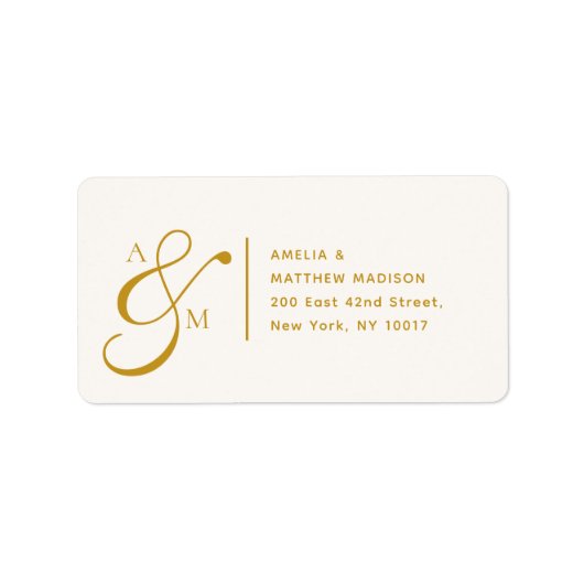 Couple Monogram Ampersad White Address Label ラベル (正面)