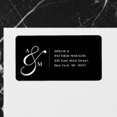Couple Monogram Ampersad White Address Label ラベル