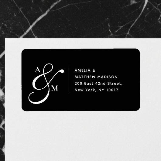 Couple Monogram Ampersad White Address Label ラベル