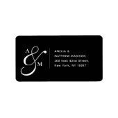 Couple Monogram Ampersad White Address Label ラベル (正面)
