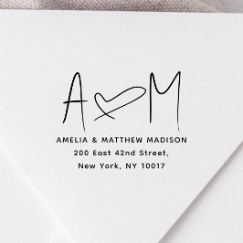 Couple Monogram Heart Address ラバースタンプ