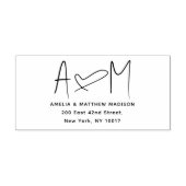 Couple Monogram Heart Address ラバースタンプ (インプリント)