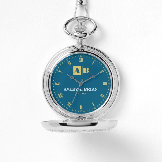 Couple Name Custom Engraved Romantic  Monogram 腕時計 (正面)