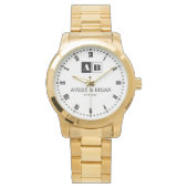 Couple Name Custom Engraved Romantic Monogram 腕時計 (正面)