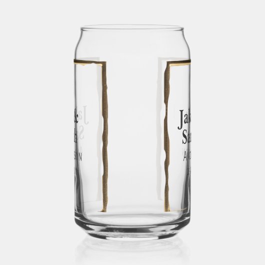 Couple name gray golden frame border wedding date  ガラス缶 (右)