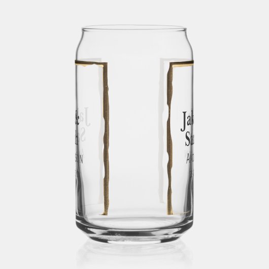 Couple name gray golden frame border wedding date  ガラス缶 (左)