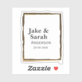 Couple name gray golden frame border wedding date  シール (シート)