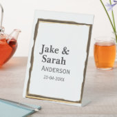 Couple name gray golden frame border wedding date  台座サイン (インサイチュ)