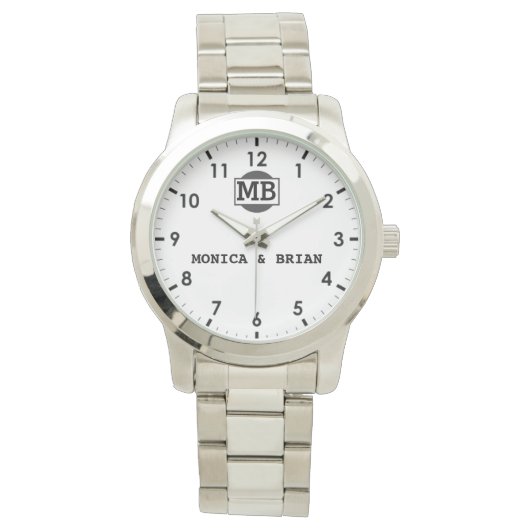 Couple Name Sentimental Wedding Keepsake 腕時計 (正面)