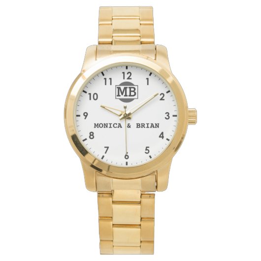 Couple Name Sentimental Wedding Keepsake 腕時計 (正面)