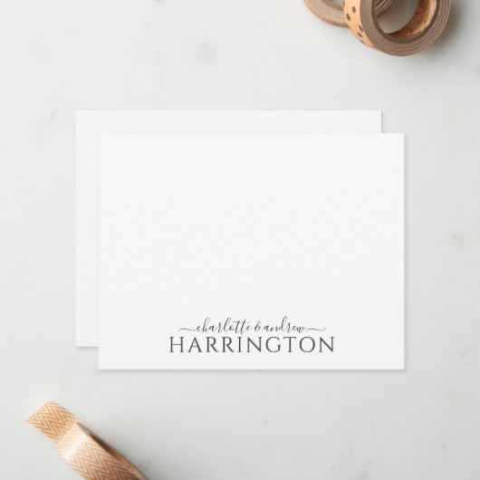 Couple Name Wedding Monogram Script  ノートカード (正面/裏面インサイチュ)