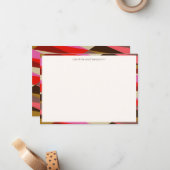 Couple Names Geometric Pink Gold Modern Border ノートカード (正面/裏面インサイチュ)
