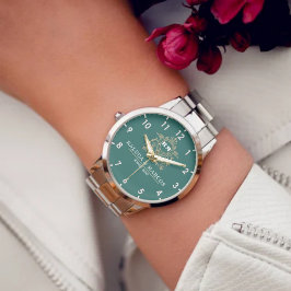 Couple names  green and gold monogram  腕時計