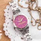 Couple Names Monogram Yellow & Pink Elegant  腕時計