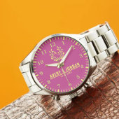 Couple Names Monogram Yellow & Pink Elegant  腕時計