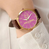 Couple Names Monogram Yellow & Pink Elegant  腕時計