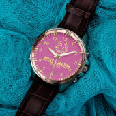 Couple Names Monogram Yellow & Pink Elegant  腕時計