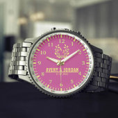 Couple Names Monogram Yellow & Pink Elegant  腕時計
