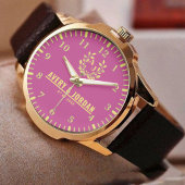 Couple Names Monogram Yellow & Pink Elegant  腕時計