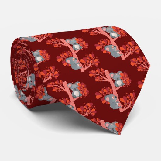 Couple of koalas with hearts tree ネクタイ (ロール)