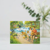 Couple on Bench at Eisbach English garden Munich シーズンポストカード (スタンド正面)