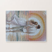 Couple on the beach at sunset puzzle ジグソーパズル (横)