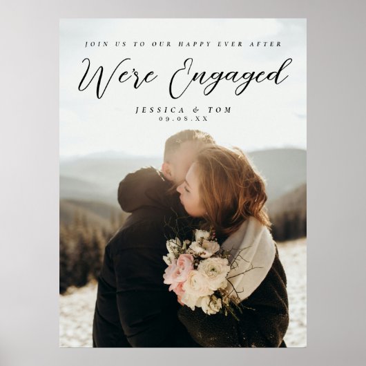 Couple Photo Engagement Party Welcome Sign Poster ポスター (正面)