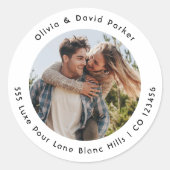 Couple Photo  Return Address Classic Round Sticker ラウンドシール (正面)