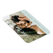 Couple Photo Turquoise Save the Date マグネット (右側)