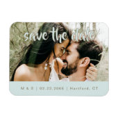 Couple Photo Turquoise Save the Date マグネット (横)