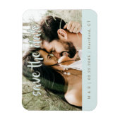 Couple Photo Turquoise Save the Date マグネット (縦)