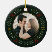 Couple Photo Wreath First Christmas Together セラミックオーナメント (裏面)