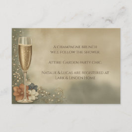 Couple’s Champagne Floral Wedding Shower エンクロージャーカード