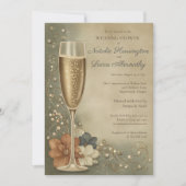 Couple’s Champagne Floral Wedding Shower 招待状 (正面)