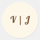 Couple’s Initials in Brown on Ivory Small ラウンドシール (正面)