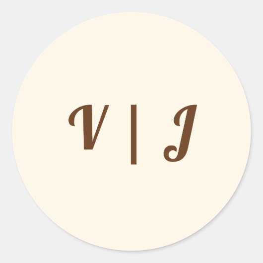 Couple’s Initials in Brown on Ivory Small ラウンドシール (正面)