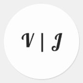 Couple’s Initials on Black and White Small ラウンドシール (正面)