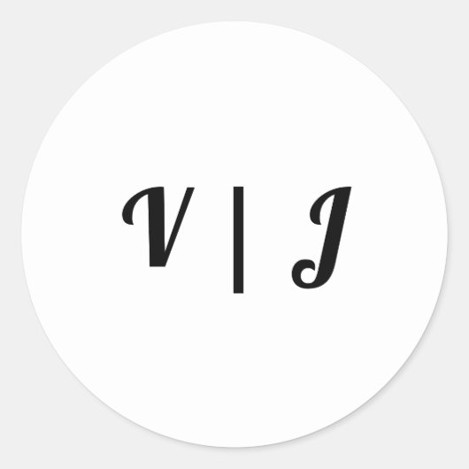 Couple’s Initials on Black and White Small ラウンドシール (正面)