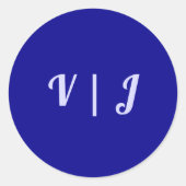 Couple’s Initials on Dark Blue Small Round Sticker ラウンドシール (正面)