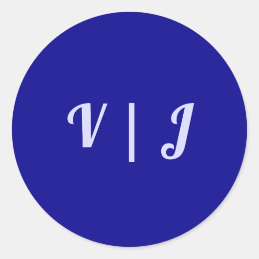 Couple’s Initials on Dark Blue Small Round Sticker ラウンドシール (正面)