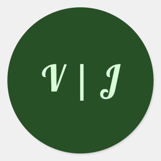 Couple’s Initials on Dark Green Small ラウンドシール (正面)