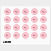 Couple’s Initials on Pink Small Round Sticker ラウンドシール (シート)