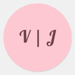 Couple’s Initials on Pink Small Round Sticker ラウンドシール