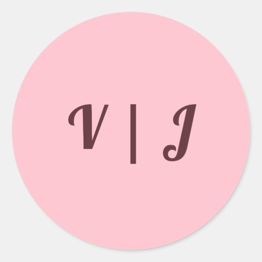 Couple’s Initials on Pink Small Round Sticker ラウンドシール (正面)