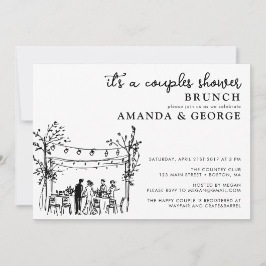 Couple shower brunch sketchy invitation 招待状 (正面)