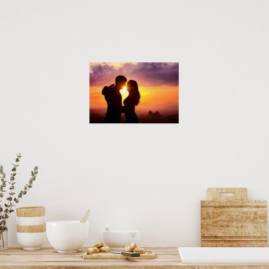 Couple Silhouette At Sunset ポスター (キッチン)