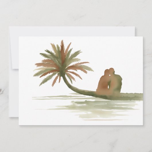 Couple Sitting on Palm Tree 招待状 (正面)